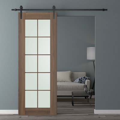 Avon Solid + Manufactured Wood Paneled without Installation Hardware Kit Barn Door