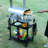 3 Adjustable Shelves Outdoor Pizza Oven Table and Food Prep Cart Table with Wheels