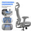 Chaise de bureau ergonomique en maille AeroErgo avec appui-tête réglable et soutien lombaire-886023201-886023214