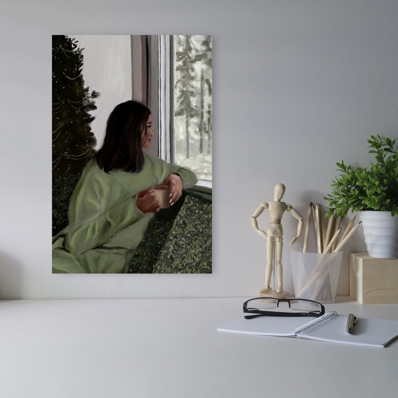 Cozy Winter Morning Peaceful Serene Abstract Christmas Tree Forest Art mural, 18" H x 12" W