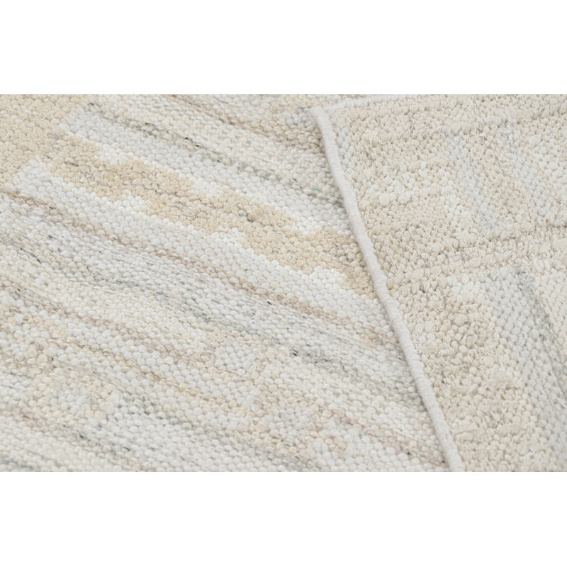 Rug & Kilim’S Scandinavian Style Rug In Cream, White & Blue Geometric Patterns