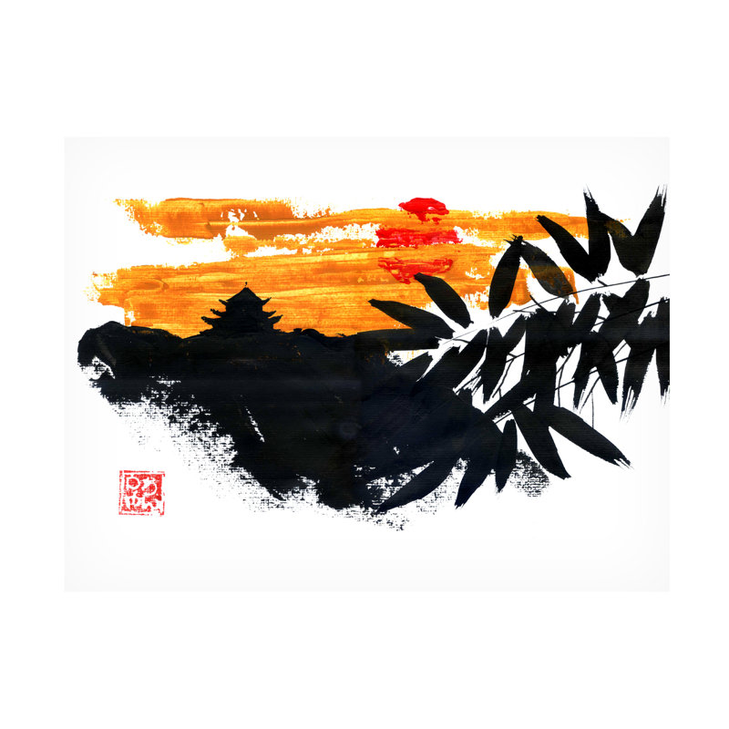 Art sur toile Péchane Temple In Sunset, H 24 po x l 32 po
