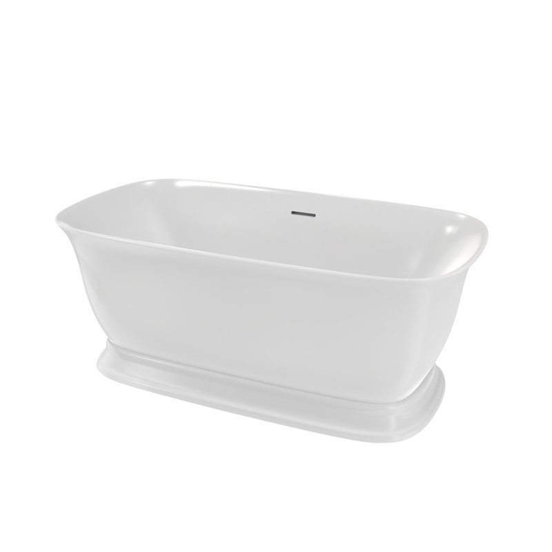 Ascend 67 in. L x 31-1/2 in. W x 23-5/8 in. H Freestanding Acrylic Bathtub, Drain, Brushed Nickel