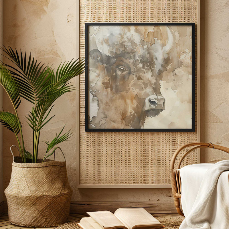 «Abstract Buffalo Portrait II», Zinc patiné, H 13,75 po x l 13,75 po