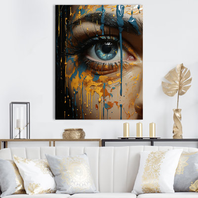 Yellow And Blue Woman Eye Expressionism II - Eye Wall Art