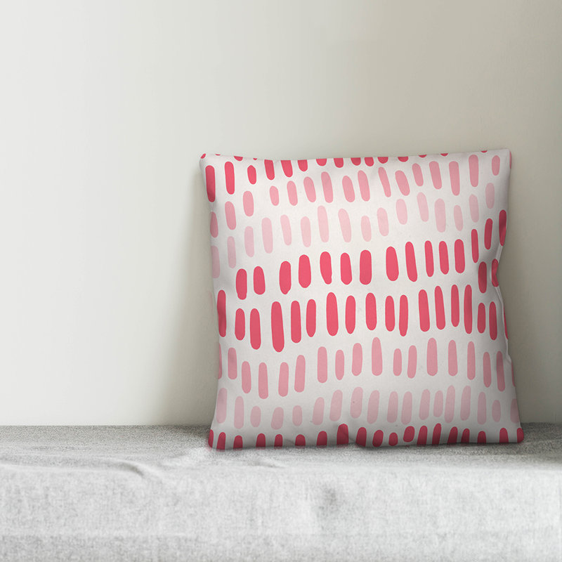  Coussin décoratif intérieur / extérieur Abstract Dots, 20 po x 20 po, Rouge / crème / rose, Polyester / Bourre en polyester