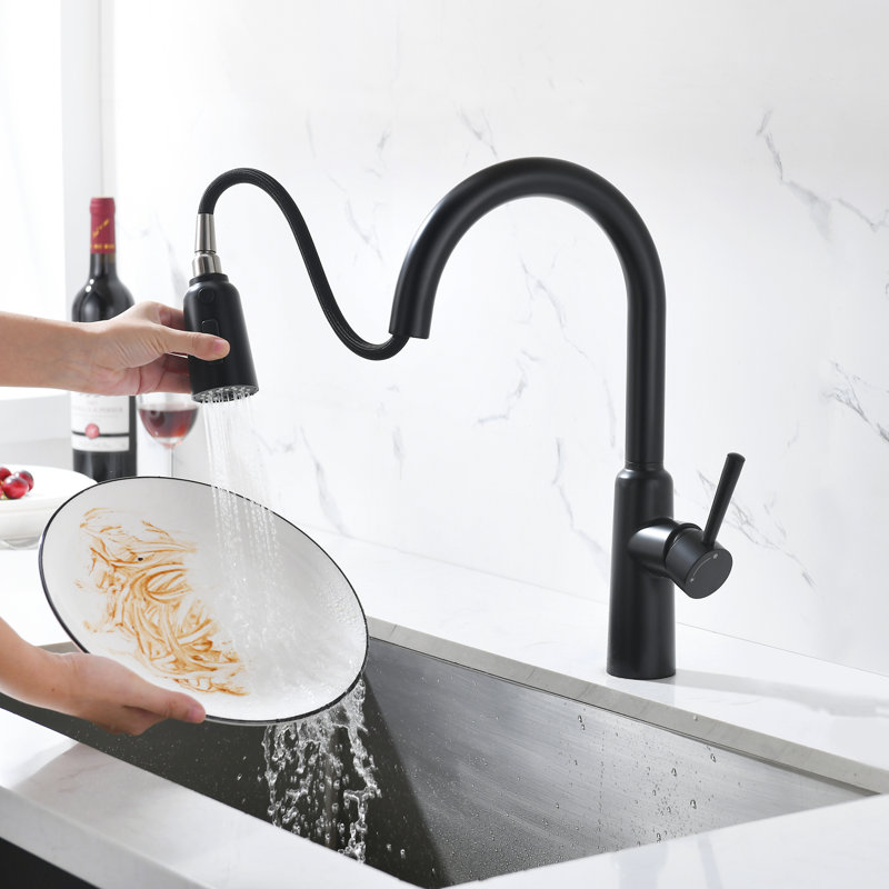 ASCreate Gusteau Pull Down Kitchen Faucet, Black