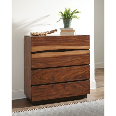 Commode de chambre à coucher 4 tiroirs Ralphio noyer fumé