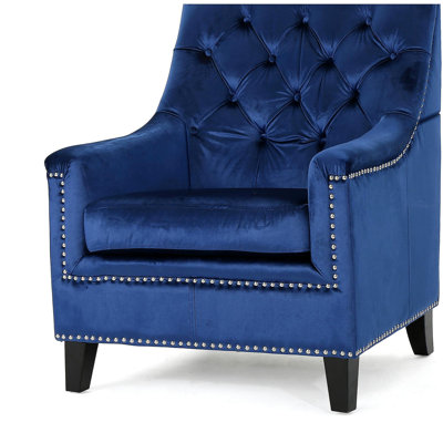 Fauteuil club velours bleu marine