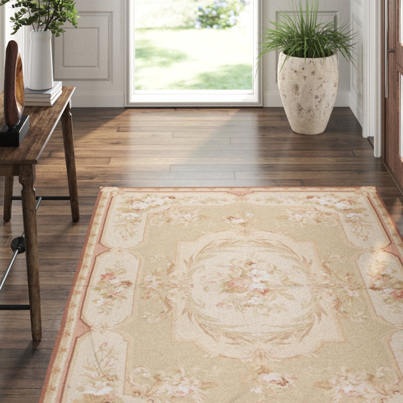 Hand-Knotted High-Quality Camel and Beige Area Rug