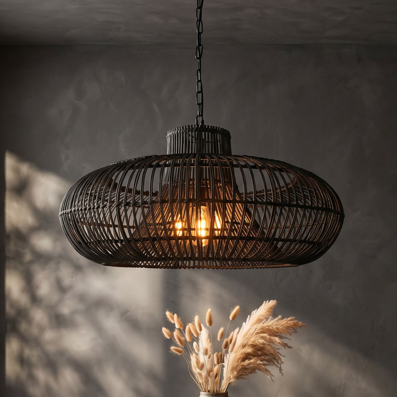 Luminaire suspendu en rotin Calypso, Forest Black