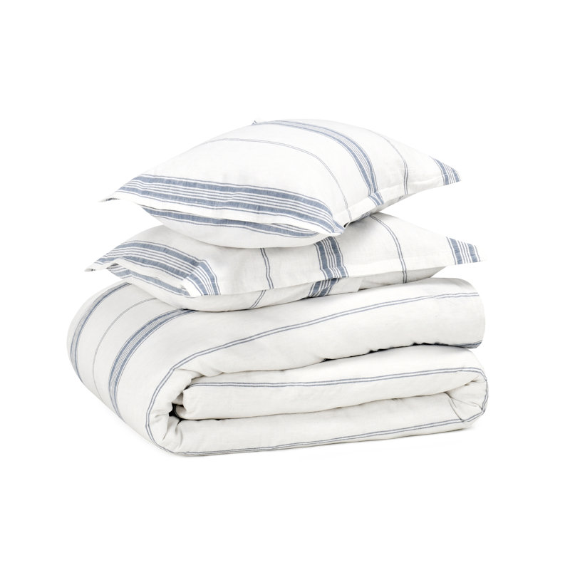 Jayson Linen Duvet Cover Set, Blue, King