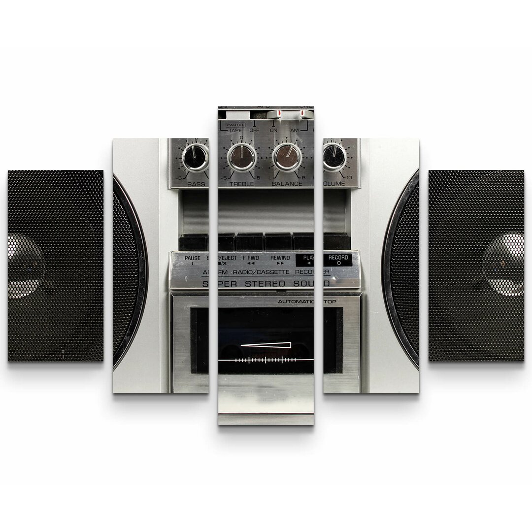 5-tlg. Leinwandbilder-Set Fantastischer Ghettoblaster Retro