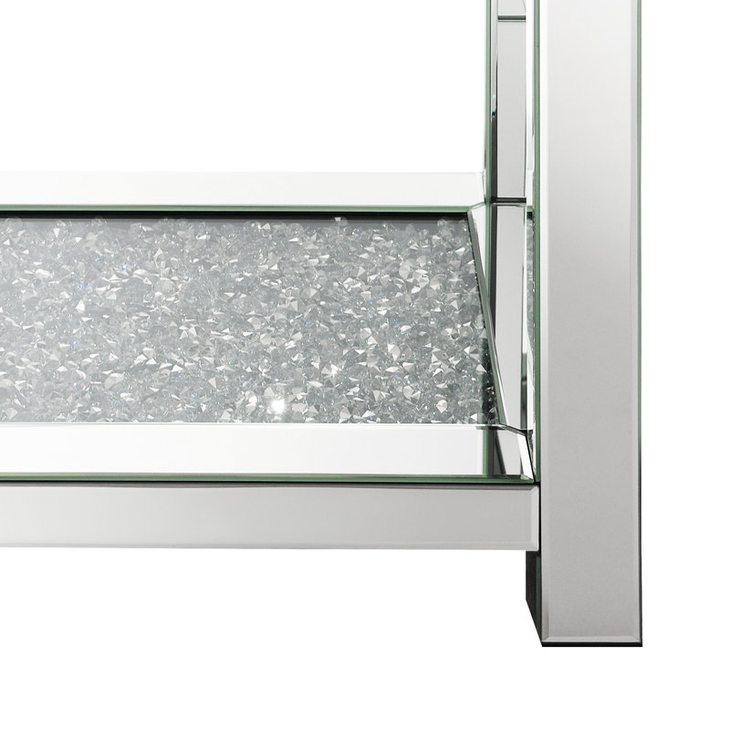 Eemil Square End Table with Glass Top in Mirrored and Clear