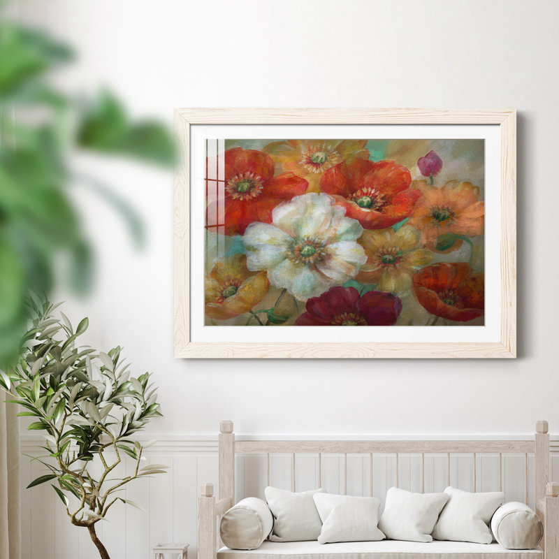 Poppycentric - Peinture encadrée, H 24 po x l 18 po x P 1,5 po, Cadre blanc