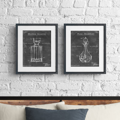 Blueprint d'Ashburne Barware VII - Encadré sous verre acrylique, lot de 2, grande décoration murale pour salon