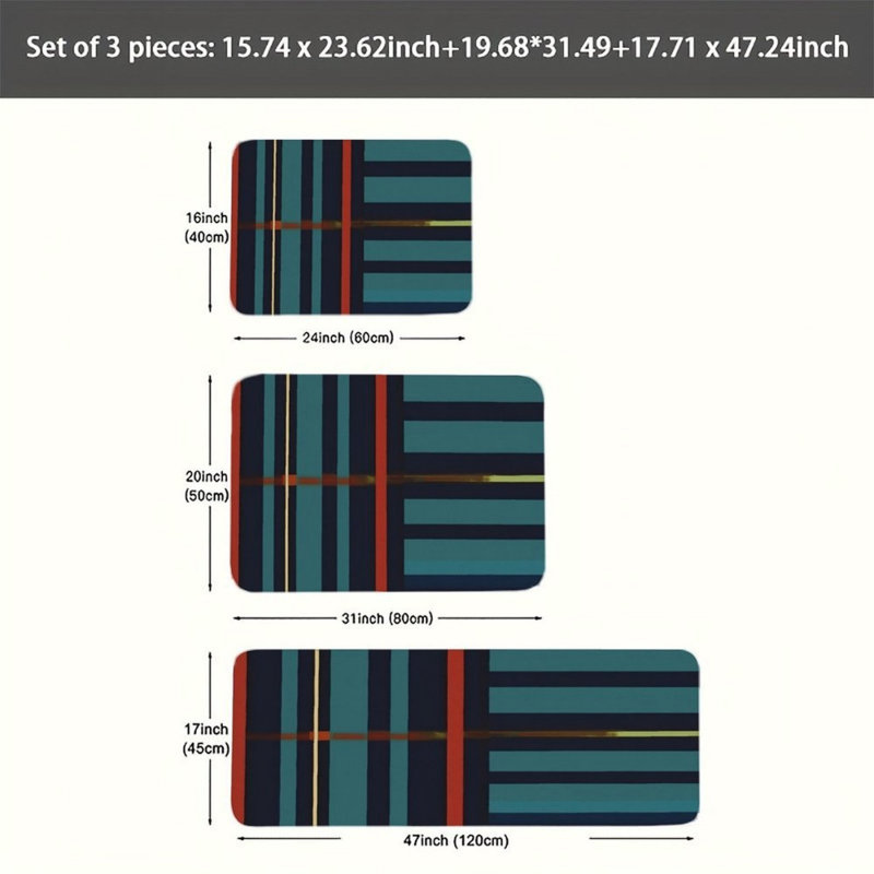 Tapis sur pied 3 pièces Modern Stripe