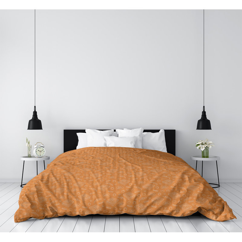 Housse de couette, Housse de couette pour grand lit, Orange/blanc, Microfibre