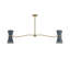 Gable Linear Chandelier (Antique Brass with Storm Blue Shade)
