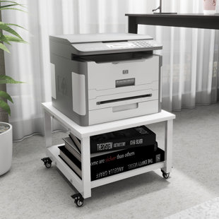 Support pour imprimante laser à 2 niveaux 19,7 x 19,7 x 11,8 pouces sous le bureau avec tablette de rangement pour papier
