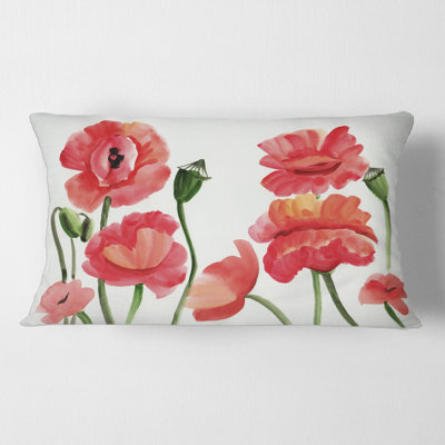 Coquelicots rouges rétro I - coussin traditionnel imprimé