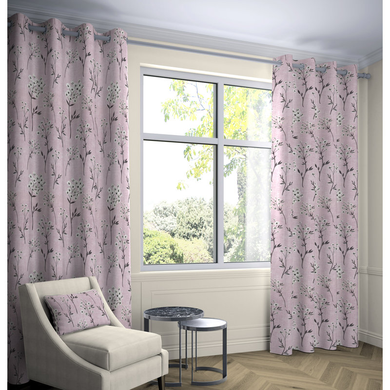 Prospe Cotton Blackout Curtain Pair, Width 116 x Drop 228 cm, Blush Pink
