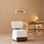 Chaise d'appoint sans accoudoirs avec roulettes, revêtement en lin, finition beige, L 25,2 po x l 21 po x H 33,26 po, pour le salon ou le bureau