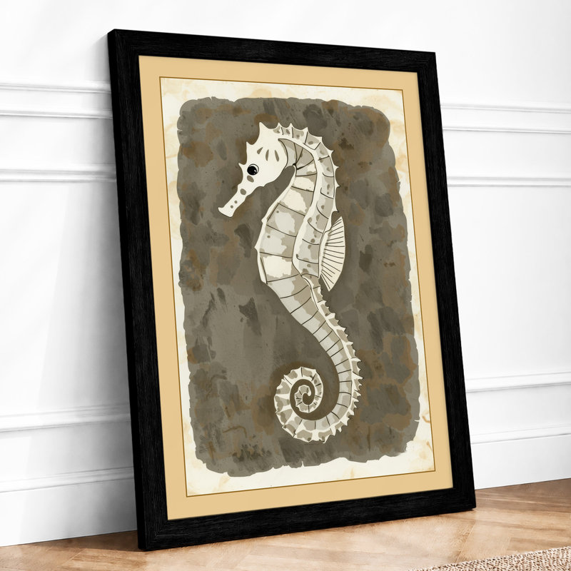 Pale Seahorse Coastal - Framed Print, A3 - 42.0 x 29.7 cm, Black