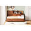 Lit de jour simple en bois de noyer avec 3 tiroirs de rangement, plateau souple supérieur, tablette et pour un espace de rangement pratique