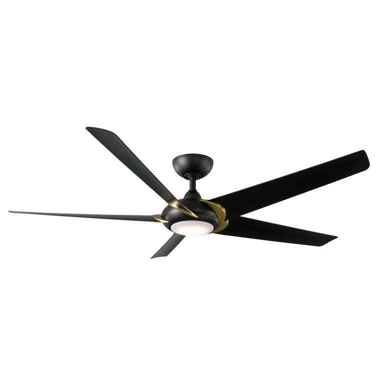 62" Lucid 5 - Blade Outdoor/Indoor Smart Standard Ceiling Fan with Remote Control and LED Light Kit Included, Works With Alexa and iOS or Android App