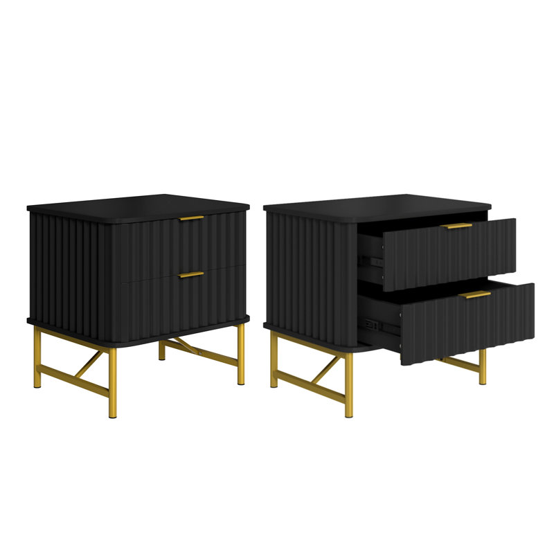 2 -drawer  Nightstand(set Of 2), Black