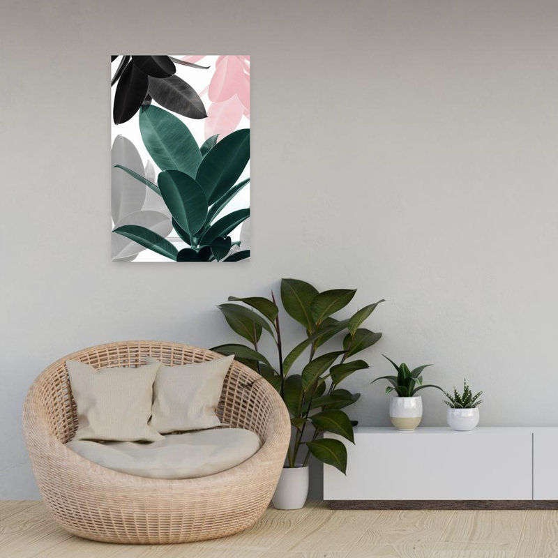 «Leaf Play», art mural contemporain abstrait, H 24 po x l 16 po