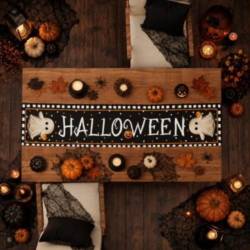 Décorations d'Halloween - Chemin de table de citrouille fantôme mignon