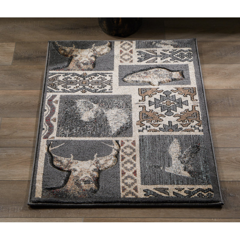 Tapis crème / gris foncé Shivers, Rectangle 8 pi 1 po x 10 pi 5 po