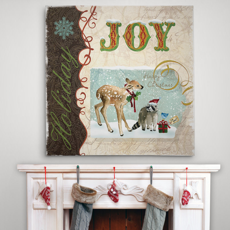 «Vintage Tag Deer Raccoon», impression, H 16 po x l 16 po x P 1,5 po, Toile tendue
