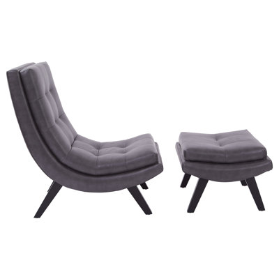 Wirksworth Faux Leather Slipper Chair with Ottoman