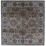 Hand-Knotted High-Quality Beige Square Area Rug