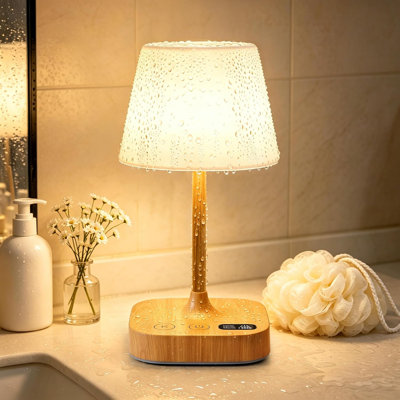 Spa-Like Shower Lamp – IP65 Waterproof Bathroom Lamp, 4000mAh Rechargeable Cordless Table Lamp with 3 Color Modes and Stepless Dimming, Touch Control & Portable LED Nightstand Light for Bedroom,  Bathroom, Desk, Outdoor