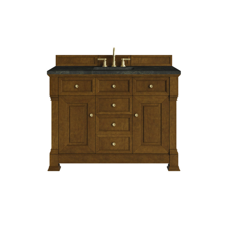 Brookfield 48'' W Single Vanity, Widespread, Victorian Silver, Black Onyx