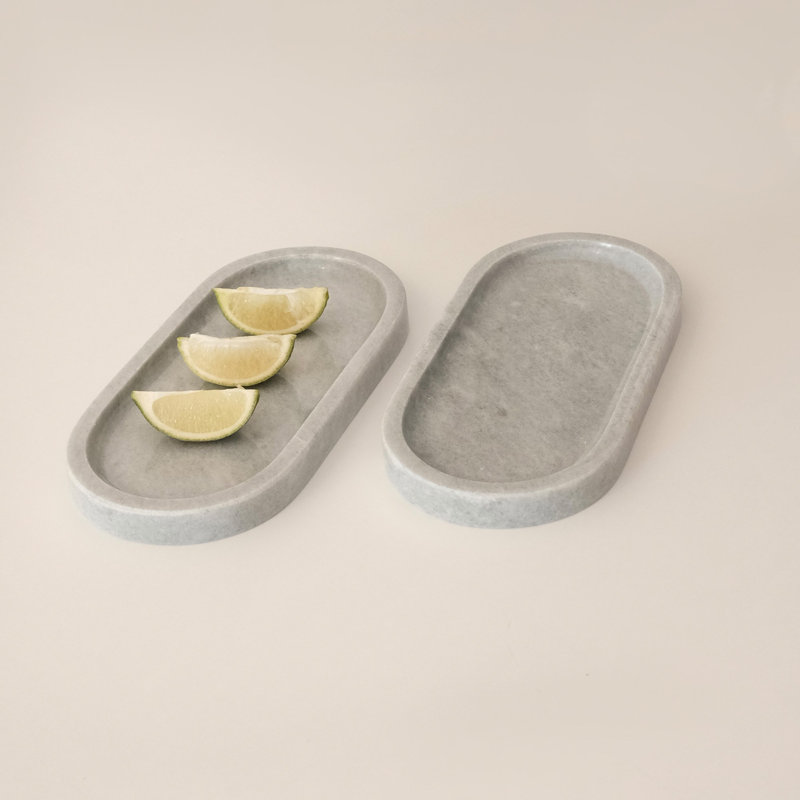 Elegant Verona Grey Marble Platter Set (2 Pieces), 9.8 x 4.7 x 0.8 inches | 100% Natural Marble, Durable & Stylish | Perfect for Serving Appetizers, Desserts & More | Ideal for Entertaining & Home Decor