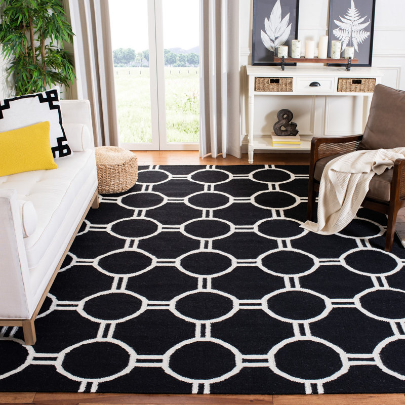 Tapis géométrique en laine / coton tissé à la main Rodgers, Rectangle 5 pi x 8 pi