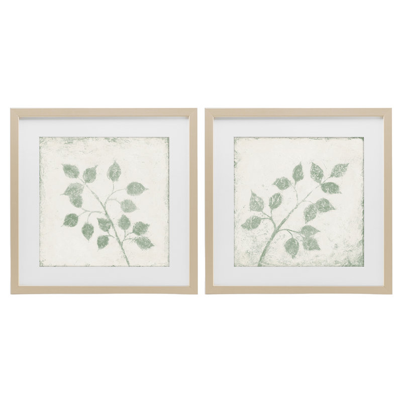 Ensemble de 2 reproductions encadrées sous-verre en feuilles de 2 feuilles par August Marves, par Michael Marcon