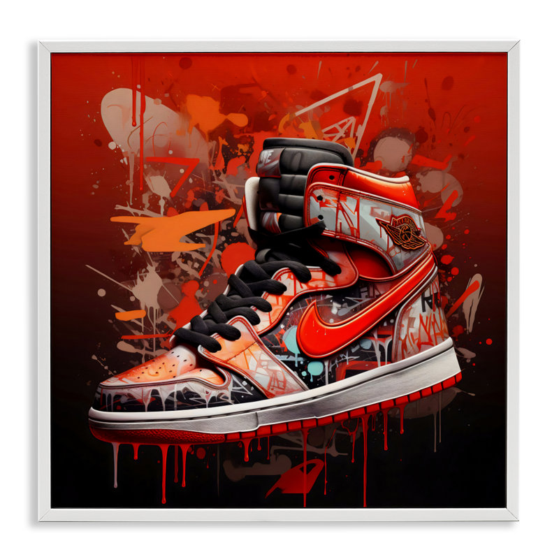 Giclée encadrée Shades Of Red Sneaker, design par Creative Studio, H 24 po x l 24 po, Giclée encadrée blanc bord de mer