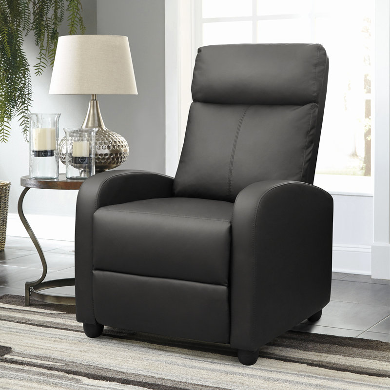 Pettit Faux Leather Recliner, Black Faux leather