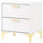 White And Gold 2-Drawer Rectangular Nightstand