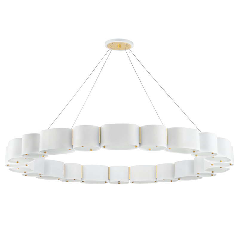Opal 12 Light Chandelier, Soft White/Vintage Brass, White