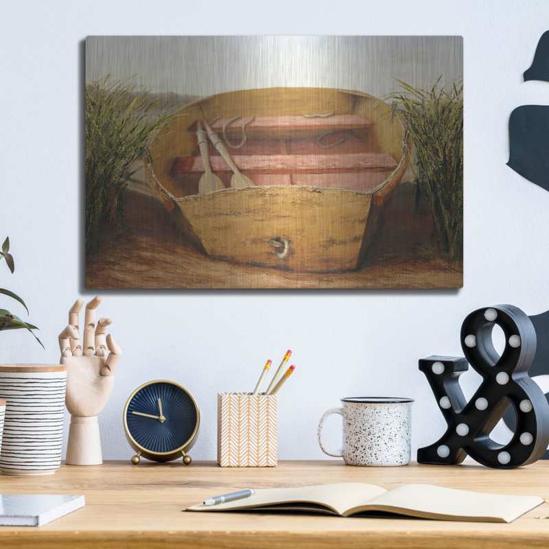Breakwater Bay «Beached Dinghy» par Karl Soderlund, art mural en métal, H 12 po x l 16 po