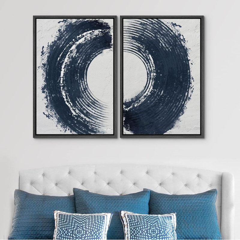 Noir et gris, peinture pastel, contour en spirale, formes abstraites, décoration murale minimaliste, 2 pièces, Noir