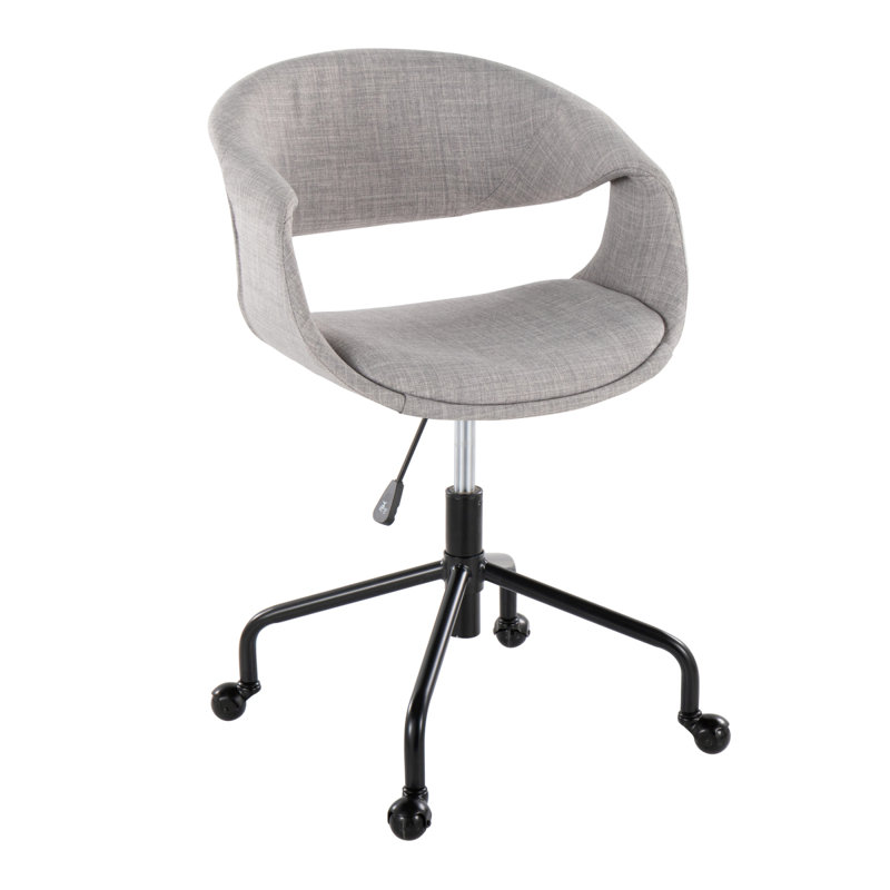 Chaise de travail en métal noir et tissu gris