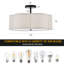 Plafonnier semi-encastré 3 lumières en lin moderne-42075043